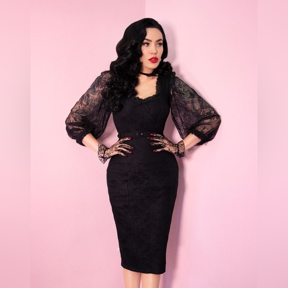 Vixen by Micheline Pitt Decadence Wiggle Dress in Black Lace - Picture 1 of 6